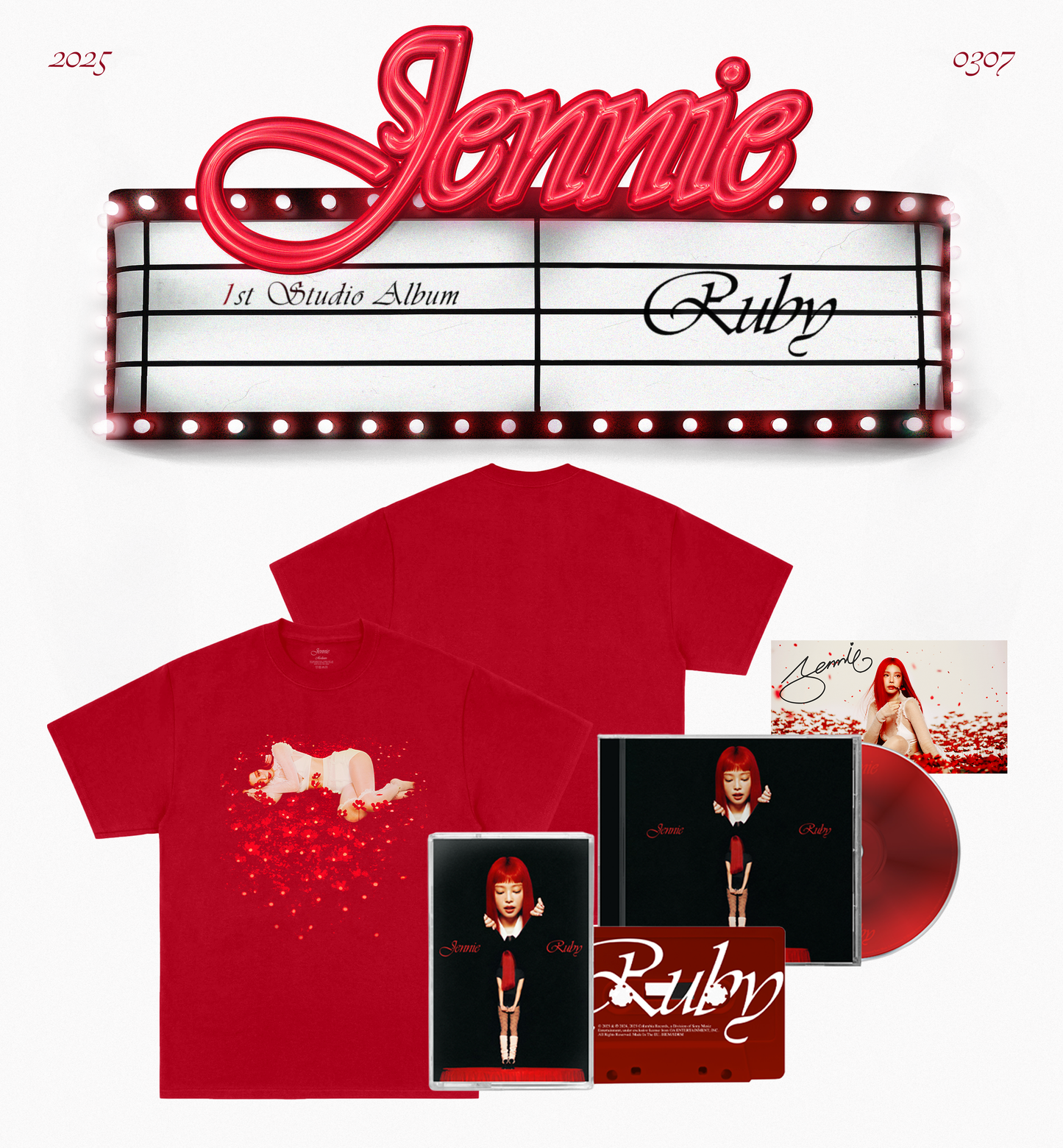 Ruby CD + Cassette + Red Flower T-Shirt + Signed Art Card (JENNIE Only Audio)