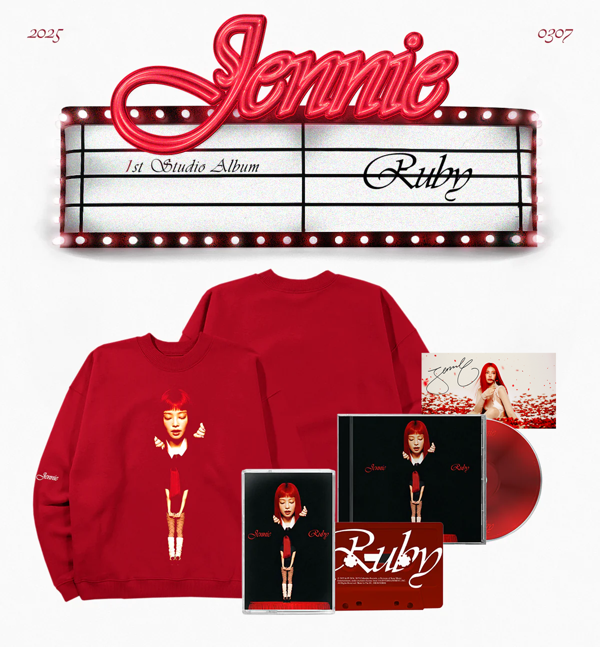 Ruby CD + Cassette + Red Album Sweatshirt + Signed Art Card - JENNIE Only Audio